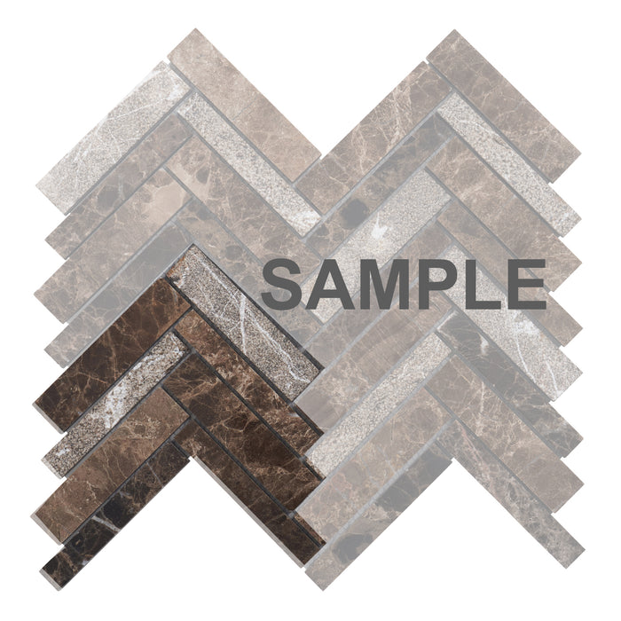 Sample - TDH405NS Natural Stone Emperador Brown Mosaic Tile