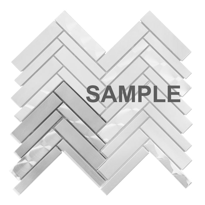 Sample - TDH411SS Stainless Steel Brushed Nickel Swirling Silver Metallic Metal Mosaic Tile