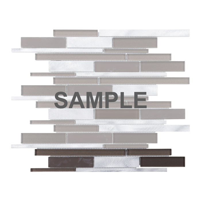 Sample - TDH425AL Aluminum Glass Brown Silver Mosaic Tile