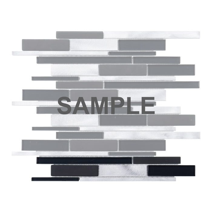 Sample - TDH428AL Aluminum Crystal Glass Black Silver Metallic Metal Mosaic Tile