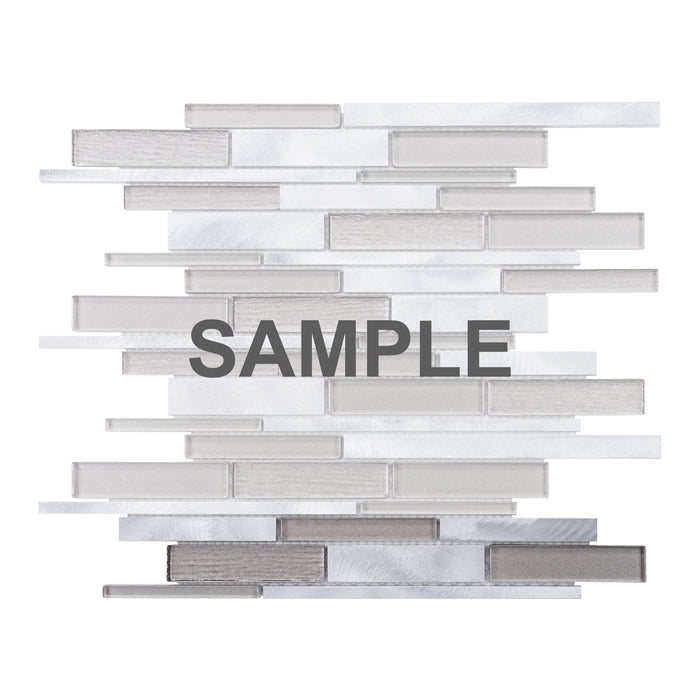 Sample - TDH430AL Aluminum Crystal Glass Taupe Gray Silver Metallic Metal Mosaic Tile