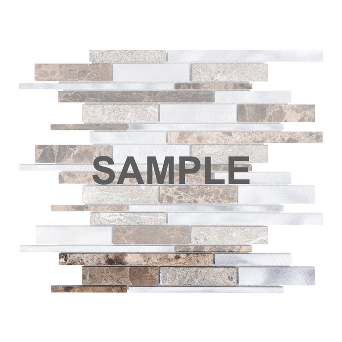 Sample - TDH444AL Aluminum Natural Stone Emperador Brown Silver Metallic Metal Mosaic Tile