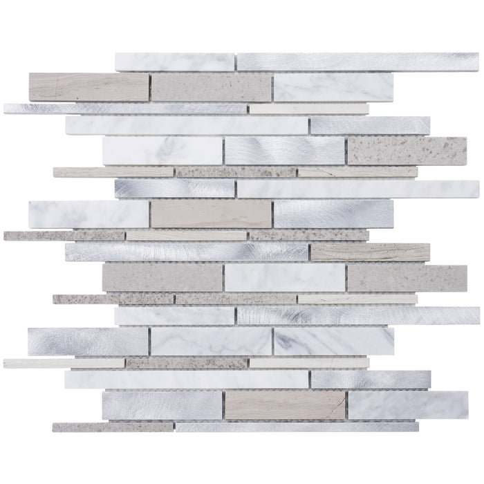 TDH450AL Aluminum Natural Stone Carrara White Cinderella Gray Silver Metallic Metal Mosaic Tile