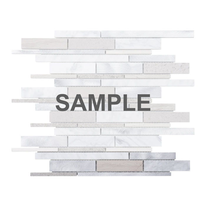 Sample - TDH450AL Aluminum Natural Stone Carrara White Cinderella Gray Silver Metallic Metal Mosaic Tile