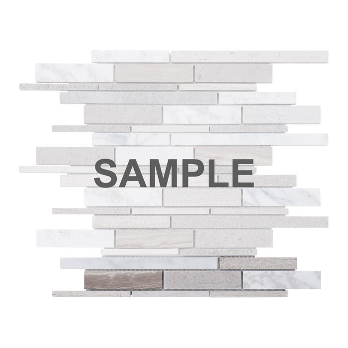 Sample - TDH432NS Natural Stone White Oak Marble Taupe Carrara White Mosaic Tile