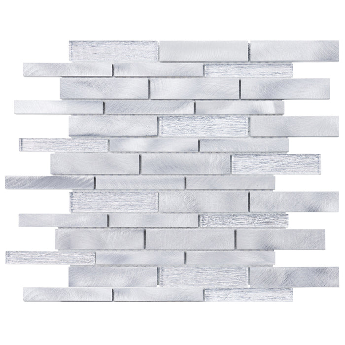 TDH487AL Aluminum Crystal Glass White Silver Mosaic Tile