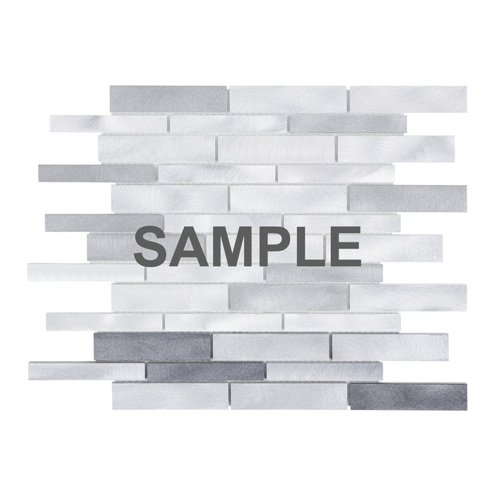 Sample - TDH488AL Aluminum Metal Silver Gray Metallic Mosaic Tile