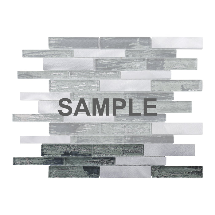 Sample - TDH495AL Aluminum Crystal Glass Gray Silver Metallic Mosaic Tile