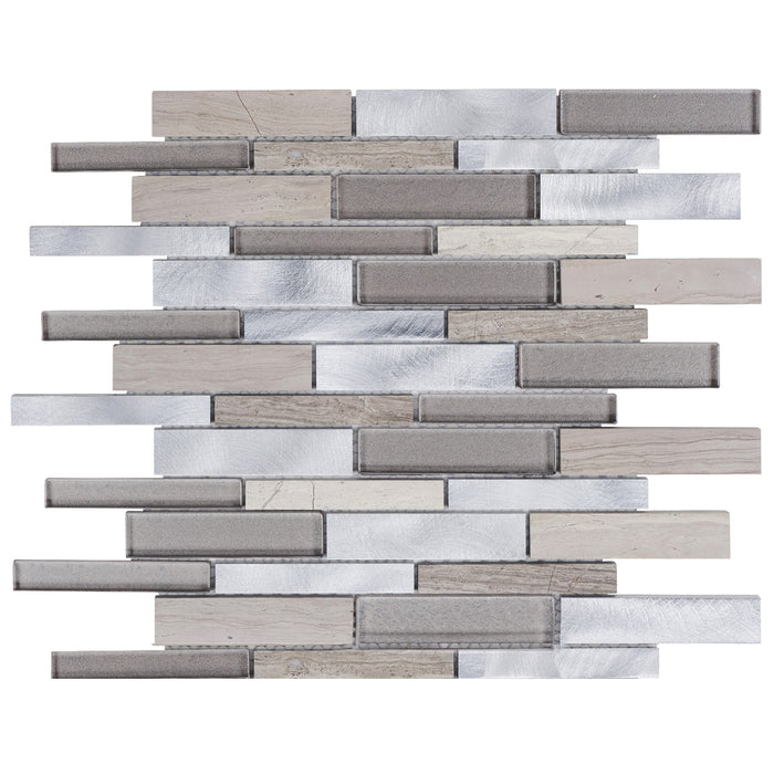 TDH500AL Aluminum Natural Stone White Oak Marble Glass Taupe Gray Silver Metallic Mosaic Tile