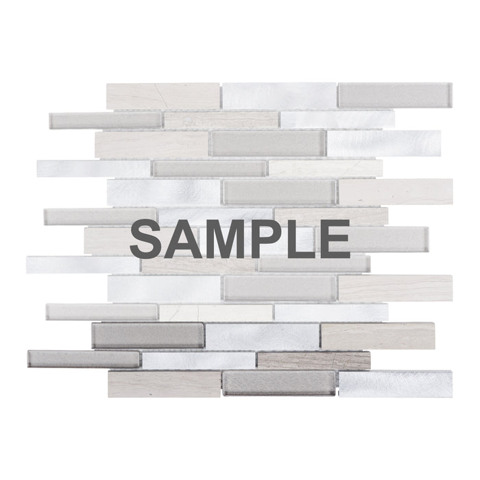 Sample - TDH500AL Aluminum Natural Stone White Oak Marble Glass Taupe Gray Silver Metallic Mosaic Tile