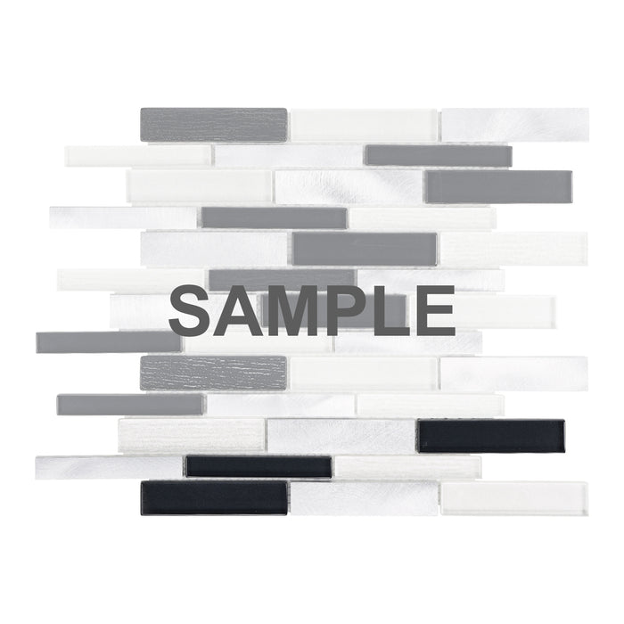 Sample - TDH502AL Aluminum Glass Black White Silver Metallic Mosaic Tile