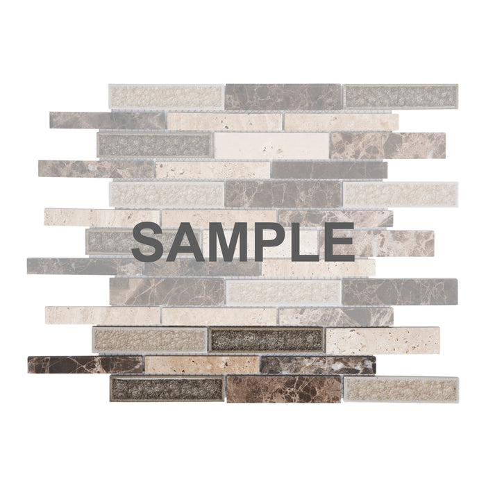 Sample - TDH480BS Natural Stone Crackle Glass Emperador Brown Beige Mosaic Tile