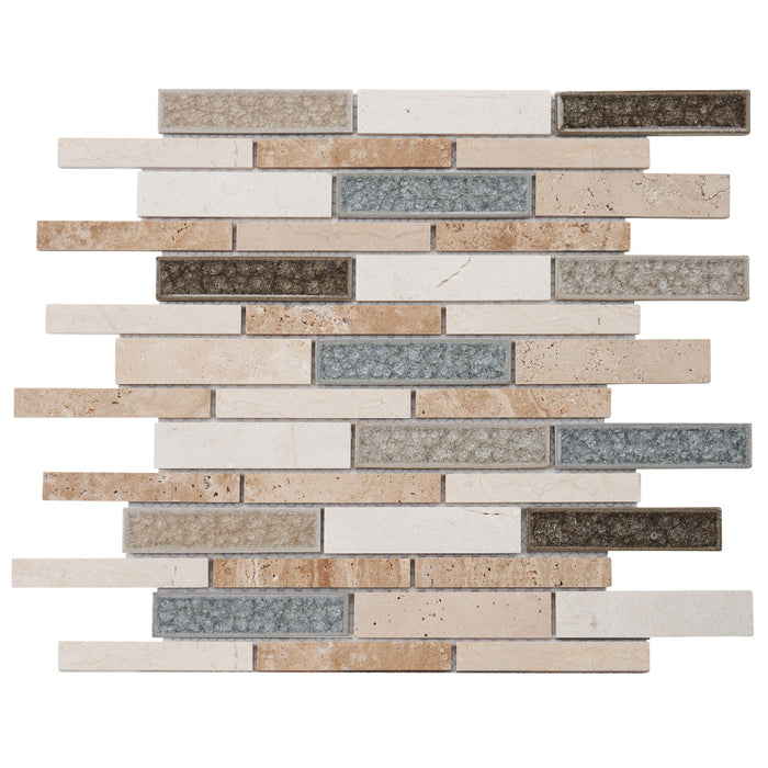 TDH461NS Natural Stone Crackle Glass Gray Beige Sand Mosaic Tile