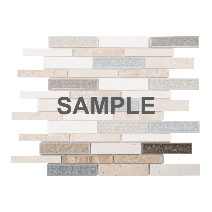 Sample - TDH461NS Natural Stone Crackle Glass Gray Beige Sand Mosaic Tile