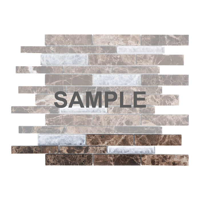 Sample - TDH464NS Natural Stone Crystal Glass Emperador Brown White Mosaic Tile