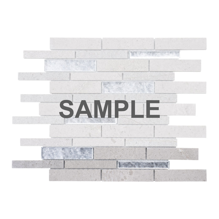 Sample - TDH465NS Natural Stone Crystal Glass Cinderella Gray White Mosaic Tile