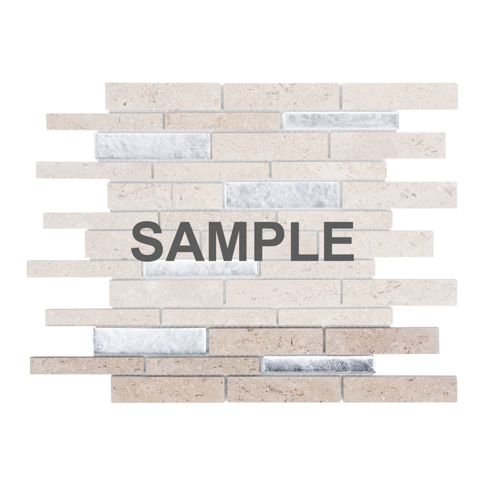 Sample - TDH467NS Natural Stone Sina Pearl Marble Crystal Glass Beige Sand White Mosaic Tile