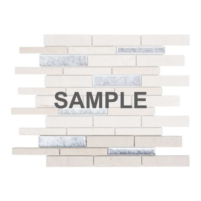 Sample - TDH468NS Natural Stone Crema Marfil Marble Crystal Glass Beige Cream White Mosaic Tile