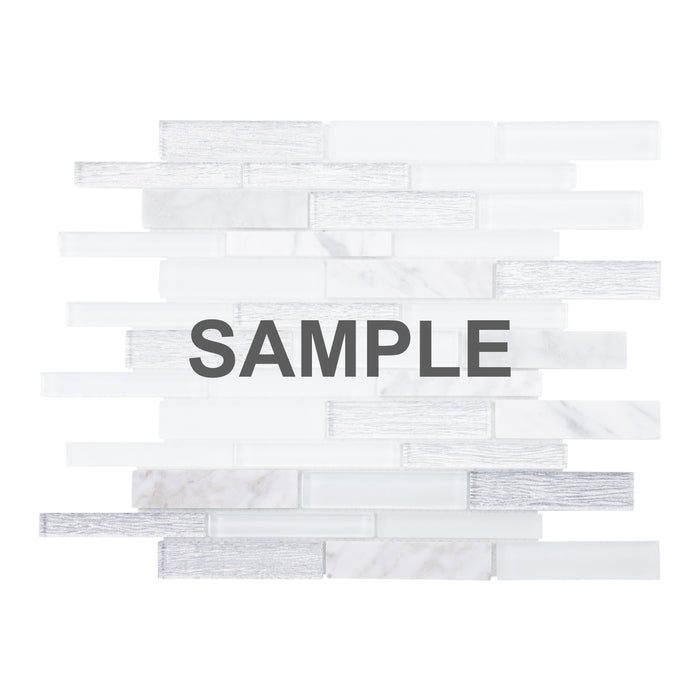 Sample - TDH470NS Natural Stone Glass Carrara White Mosaic Tile