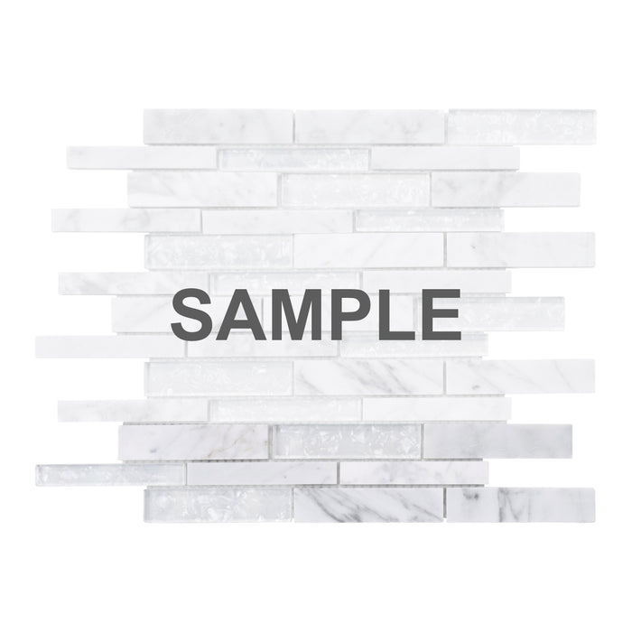 Sample - TDH471NS Natural Stone Glass Carrara White Mosaic Tile