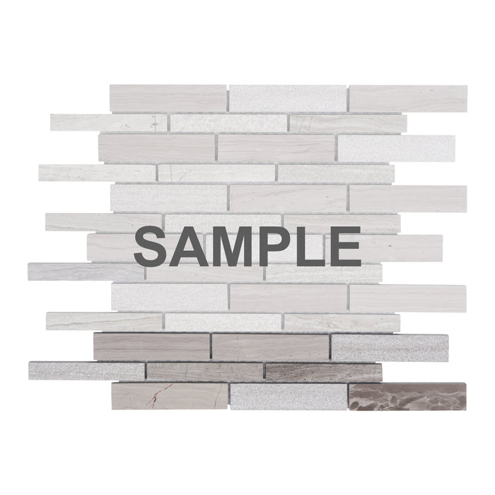 Sample - TDH481NS Natural Stone White Oak Marble Taupe Gray Mosaic Tile