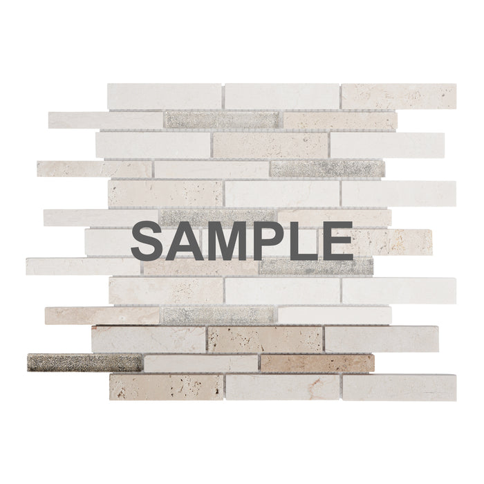 Sample - TDH483NS Natural Stone Crema Marfil Glass Beige Cream Mosaic Tile