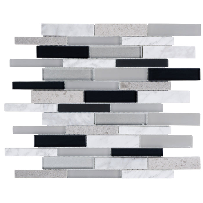 TDH492NS Natural Stone Glass Carrara White Gray Black Mosaic Tile