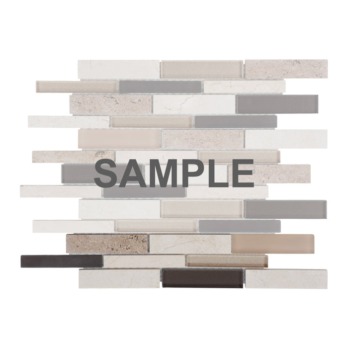 Sample - TDH493NS Natural Stone Glass Beige Brown Mosaic Tile