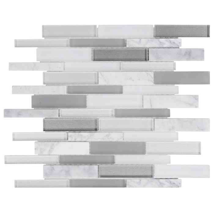 TDH494NS Natural Stone Glass Carrara White Gray Mosaic Tile