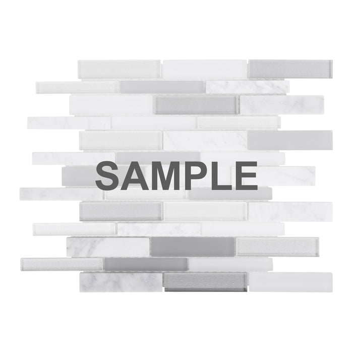 Sample - TDH494NS Natural Stone Glass Carrara White Gray Mosaic Tile