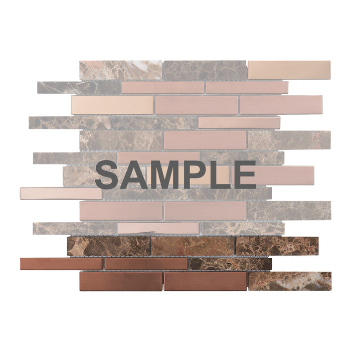 Sample - TDH485RG Stainless Steel Natural Stone Rose Gold Coper Emperador Brown Metallic Metal Mosaic Tile