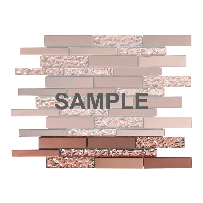 Sample - TDH489RG Stainless Steel Crystal Glass Rose Gold Copper Metallic Metal Mosaic Tile