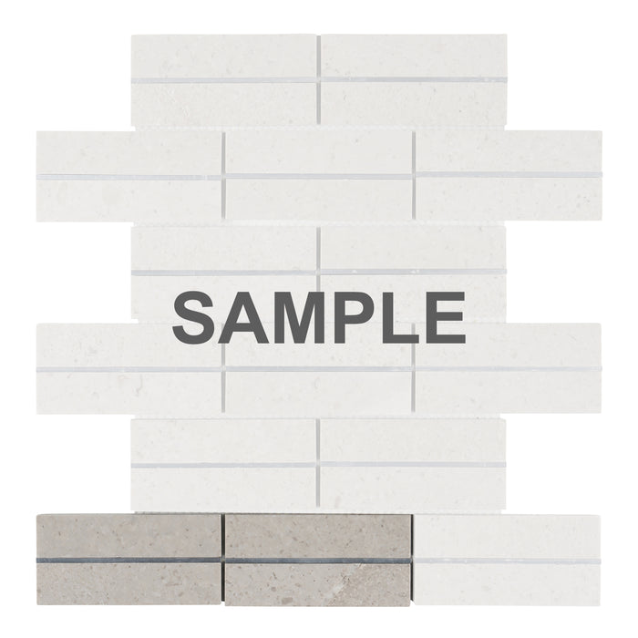 Sample - TDH570 Cinderella Gray Silver Metal Trim Mosaic Tile