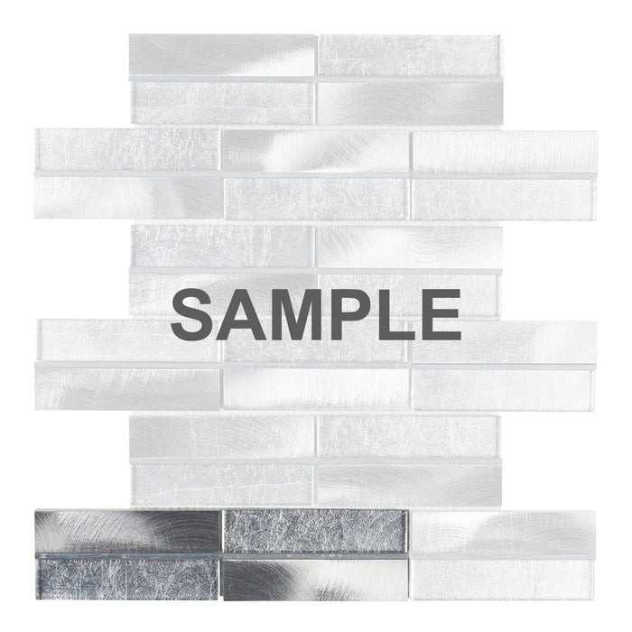 Sample - TDH585 Silver Brushed Aluminum Silver Metal Trim Mosaic Tile