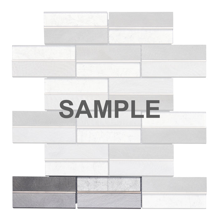 Sample - TDH593 Aluminum Metallic Glass Silver Metal Trim Mosaic Tile