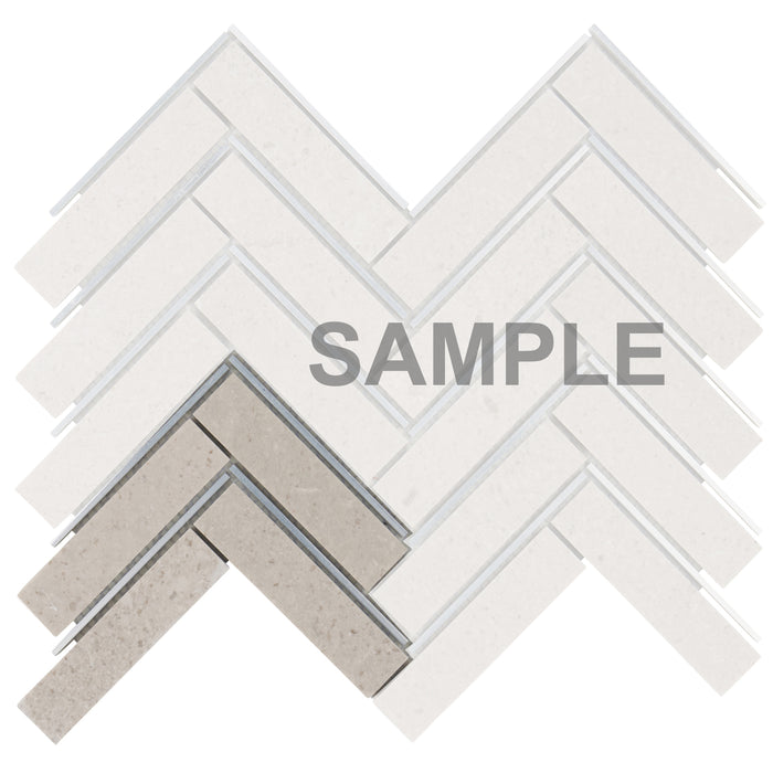Sample - TDH550 Gray Natural Stone Silver Metal Trim Mosaic Tile