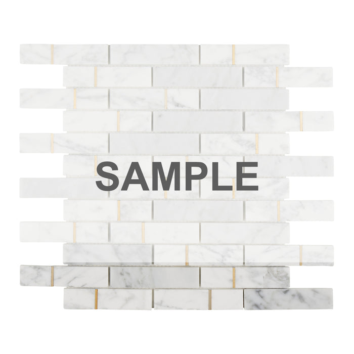 Sample - TDH563 White Carrara Gold Metal Trim Mosaic Tile