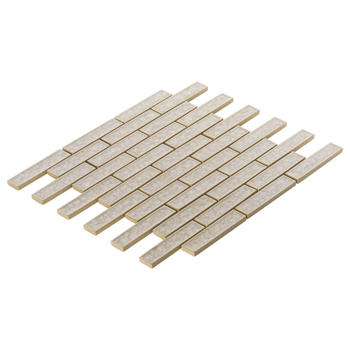 Sample - TDH249CG Crackle Glass Cream Beige Mosaic Tile