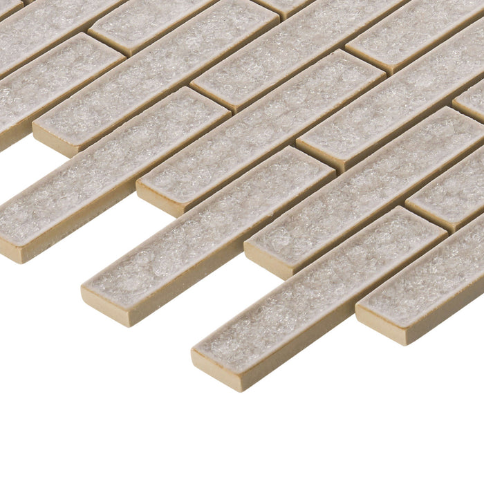 Sample - TDH249CG Crackle Glass Cream Beige Mosaic Tile