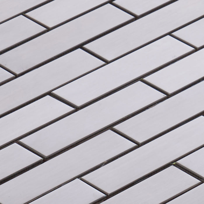 Sample - TDH251SS Stainless Steel Brushed Nickel Gray Metallic Metal Mosaic Tile