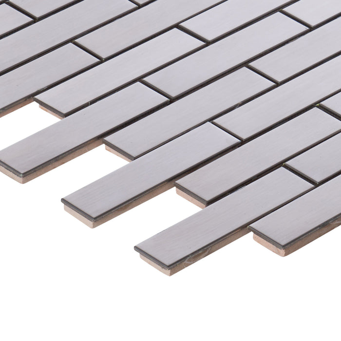 Sample - TDH251SS Stainless Steel Brushed Nickel Gray Metallic Metal Mosaic Tile