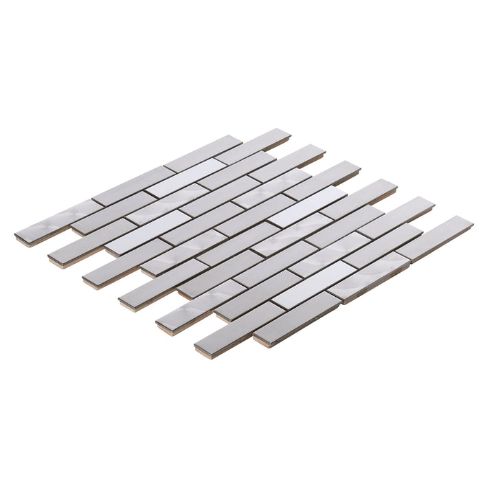 Sample - TDH252SS Stainless Steel Brushed Nickel Jeweling Gray Metallic Metal Mosaic Tile