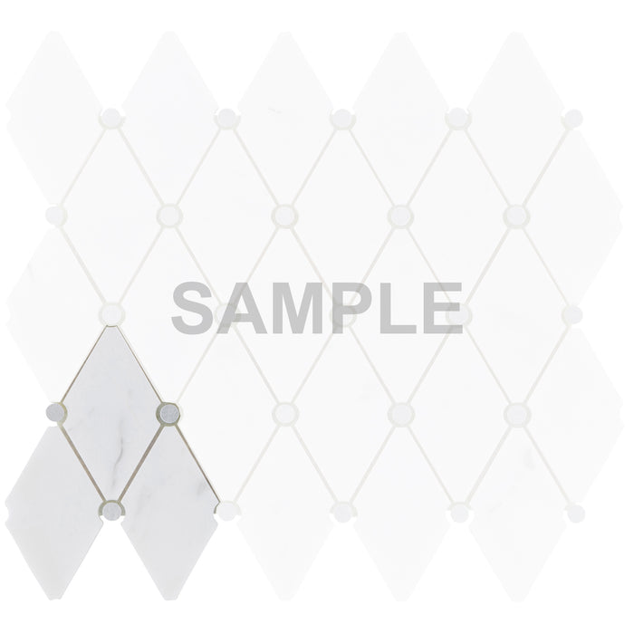 Sample - TDH603 White Carrara Marble Stone Silver Dot Metal Mosaic Tile