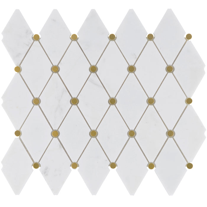 TDH604 White Carrara Marble Stone Gold Dot Metal Mosaic Tile