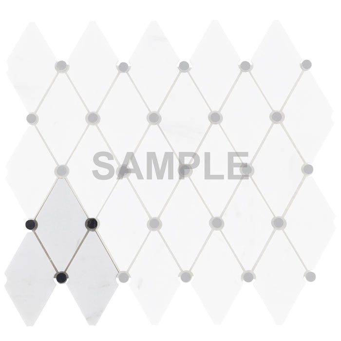 Sample - TDH605 White Carrara Marble Stone Black Marble Dot Mosaic Tile