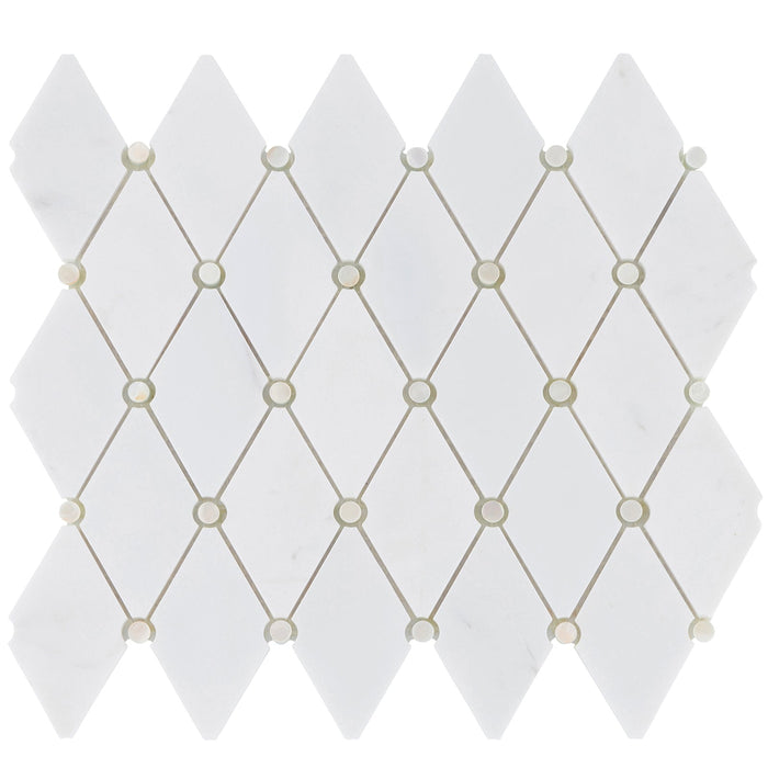Sample - TDH606 White Carrara Marble Stone Mother of Pearl Dot Seashell Mosaic Tile