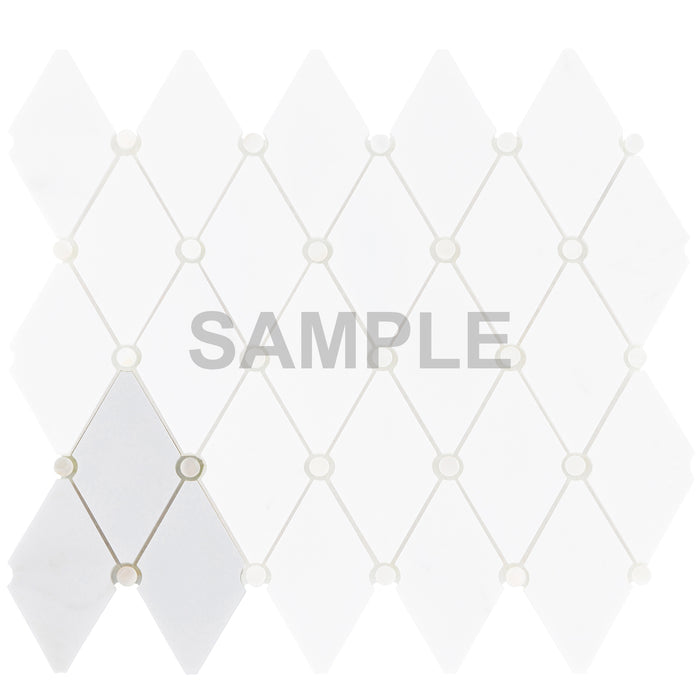 Sample - TDH606 White Carrara Marble Stone Mother of Pearl Dot Seashell Mosaic Tile