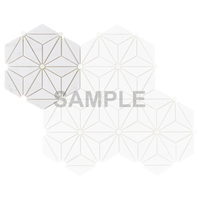 Sample - TDH610 White Carrara Marble Stone Mother of Pearl Seashell Dot Mosaic Tile