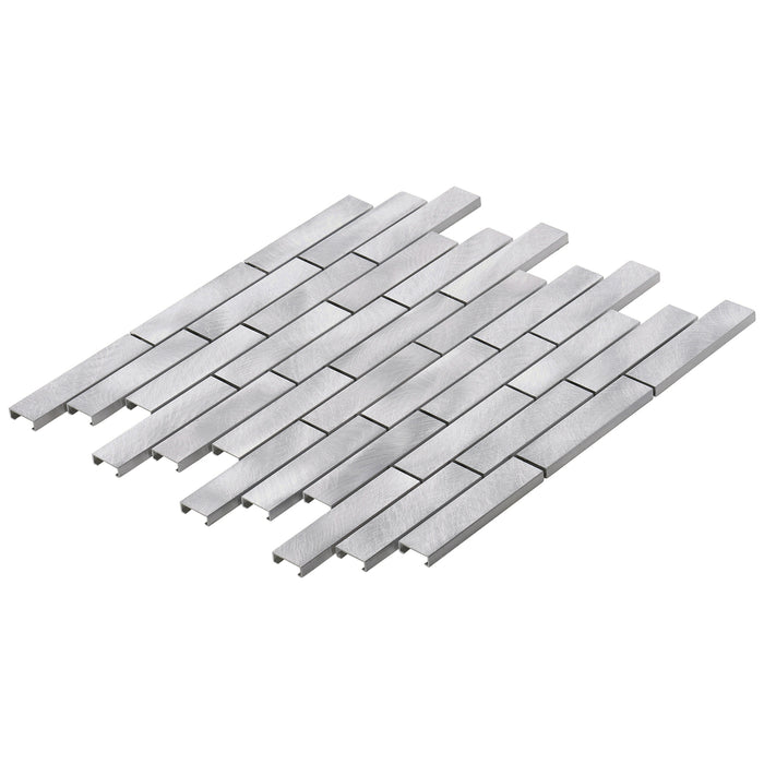 Sample - TDH255AL Aluminum Metal Silver Metallic Mosaic Tile