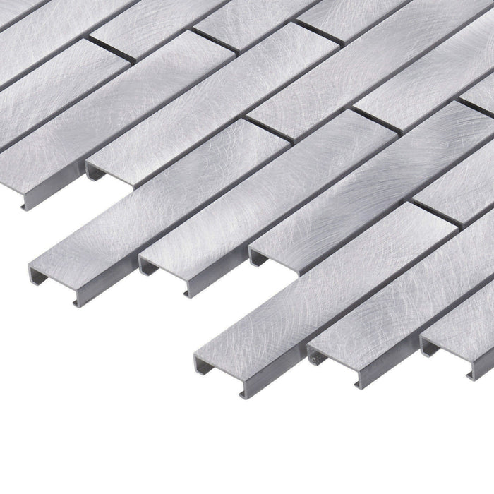 Sample - TDH255AL Aluminum Metal Silver Metallic Mosaic Tile